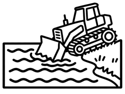 Land machinery has difficulty working in water